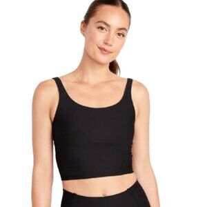 Old Navy Light Support PowerSoft Longline Sports Bra Black Size XXL
